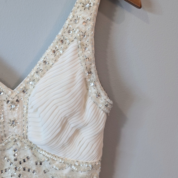 Sue Wong Beaded Sheath Wedding Dress V-Neck Sleeveless - Picture 3 of 9